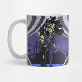 Monster couple and balloons Mug